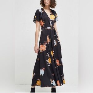 French Connection Dress 4 Small Eso Shikoku Spaced Short Sleeve Maxi Washable